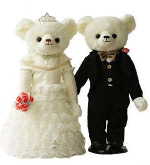 泰迪熊婚庆娃娃（黑色） （已下架）-婚庆礼品 大号50cm  白色婚纱黑西装