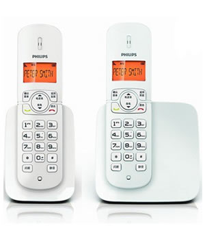 飞利浦2.4G数字无绳电话机 白色 （已下架）-来电显示 2.4G数字技术