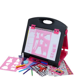 芭比儿童画板画架套装礼盒 （已下架）-多功能 可画画 可为芭比设计衣服