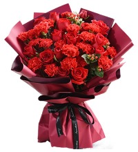 爱的祝福 - 19枝红色康乃馨+19枝红玫瑰