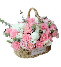 温柔时光 - 粉色康乃馨玫瑰花篮